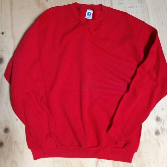Vintage Russell Athletic Blank Crewneck Sweatshirt Red - Picture 1 of 4